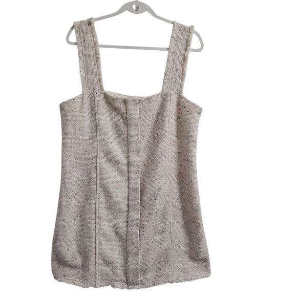 House Of Harlow‎ Dress Large Cream Mini Speckled Tweed Fringe Hem Boho NWT - Picture 1 of 9